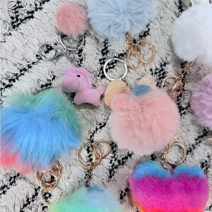 POM POM keychains Colorful Set of 8